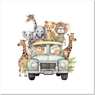 Watercolor Baby Animal Safari #2 Posters and Art